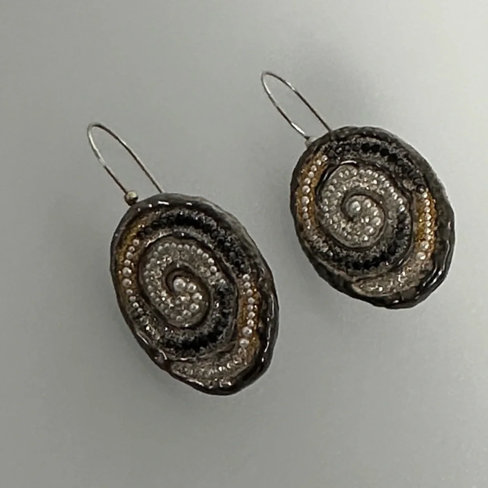 Orit Schatzman O.S.925 Sterling SilverMosaic Hook Earrings 8.3g  Earrings